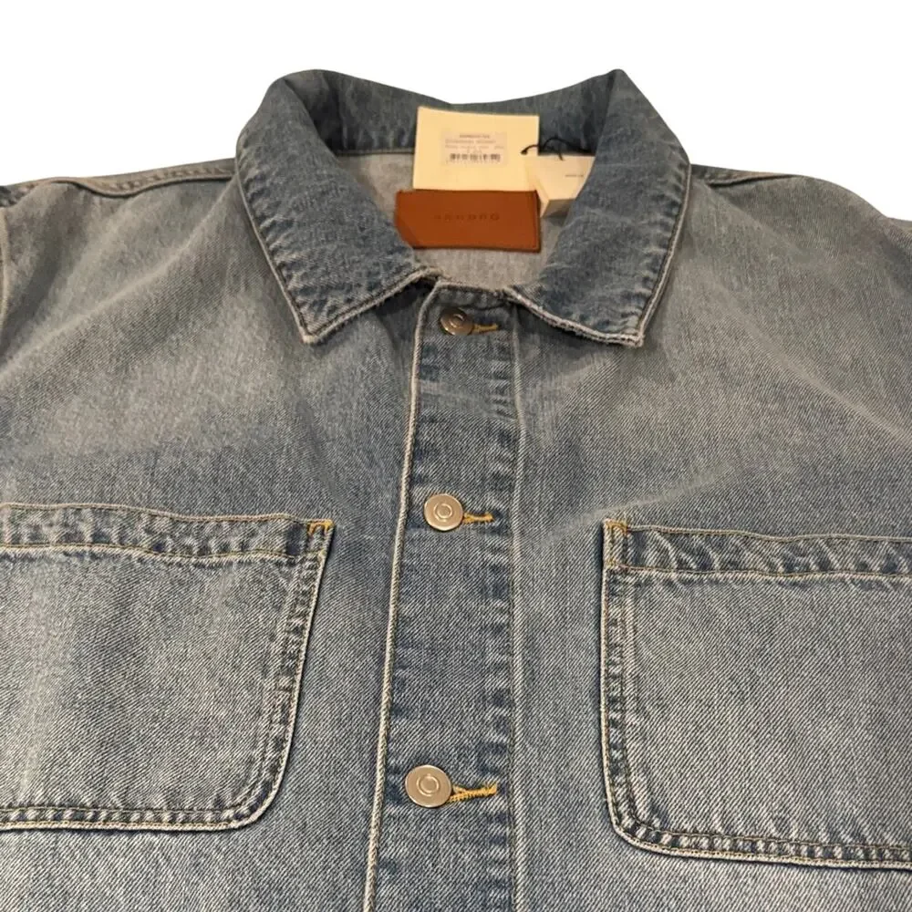 Sandro Paris Denim Worker Jacket – Light Wash Chore Jacket – NWT - Picture 10 of 12